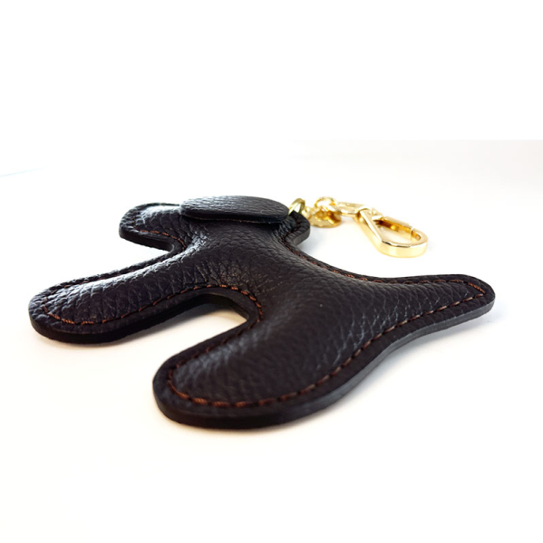 Trixi Gronau Bag Charm Taschenanhaenger Doggy xl Leder braunr, seitenansicht